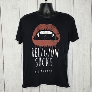 BlackCraft "Religion Sucks" Lips Tee Goth Grunge Punk Alt Graphic Shirt XL